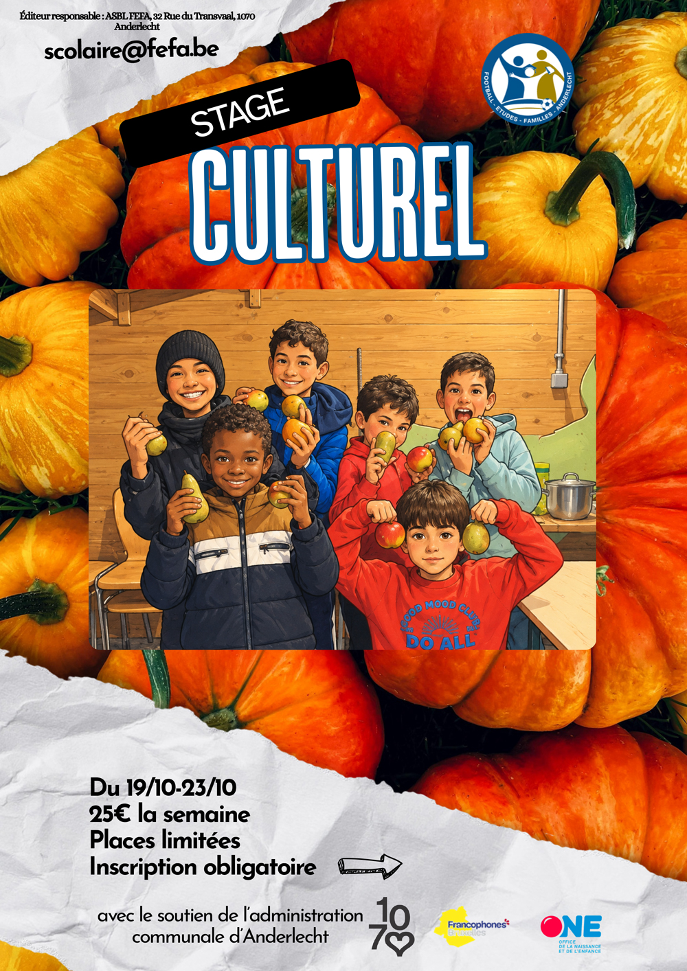 Affiche du stage culturel d’automne organisé par FEFA